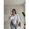 Omuz Açık Asimetrik Gömlek - BEYAZ