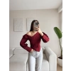 Omuz Açık Asimetrik Gömlek - BORDO