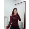 Omuz Damla Madonna Bluz - BORDO