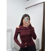 Omuz Damla Madonna Bluz - BORDO