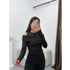 Omuz Damla Madonna Bluz - SİYAH