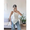 Omuz Dekolte Asimetrik Bluz - BEYAZ