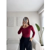 Omuz Dekolte Crop - BORDO