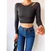 Omuz Detay Crop Bluz-SİYAH