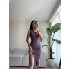 Omuz Detay Drapeli Elbise-LİLA