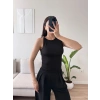 Omuz Gold Toka Kolsuz Crop - SİYAH