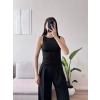 Omuz Gold Toka Kolsuz Crop - SİYAH