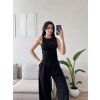 Omuz Gold Toka Kolsuz Crop - SİYAH