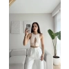 Ön Bağcıklı Kuşgözü Crop - BEJ