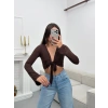 Ön Bağlamalı Crop - KAHVE