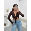 Ön Bağlamalı Crop - KAHVE