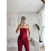 Ön Bağlamalı Crop & Pantolon Takım - BORDO
