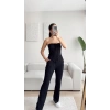 Ön Bağlamalı Crop & Pantolon Takım - SİYAH