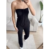 Ön Bağlamalı Crop & Pantolon Takım - SİYAH