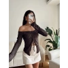Ön Büzgü Madonna Bluz - KAHVE