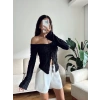 Ön Büzgü Madonna Bluz - SİYAH