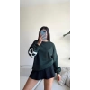 Original Baskılı Oversize Sweat-YEŞİL