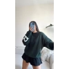 Original Baskılı Oversize Sweat-YEŞİL