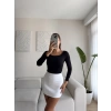 Oval Yaka Çift Kat Crop - SİYAH