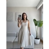 Oval Yaka Ribana Fit Elbise - BEJ