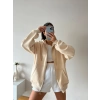 Oversize Basic Unisex Hırka-BEJ