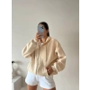Oversize Basic Unisex Hırka-BEJ