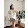 Oversize Bisiklet Yaka Kazak - BEJ