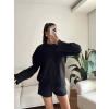Oversize Bisiklet Yaka Kazak - SİYAH