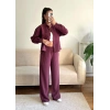 Oversize Gömlek & Pantolon Takım - BORDO