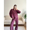 Oversize Gömlek & Pantolon Takım - BORDO
