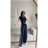 Oys Kumaş Yan Simli İkili Takım - LACİVERT