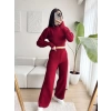 Pantolon & Crop Triko İkili Takım - MÜRDÜM