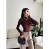 Parmak Geçmeli Balıkçı Bodysuit - KAHVE