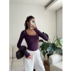 Parmak Geçmeli Kare Yaka Crop - MOR