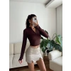 Parmak Germeli Fermuar Crop - KAHVE