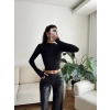Parmak Germeli Fermuar Crop - SİYAH