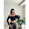 Madonna Yaka Crop - SİYAH
