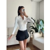 Polo Yaka Crop - BEYAZ