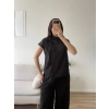 Poplin Balon Pantolon Takım - SİYAH