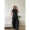 Poplin Balon Pantolon Takım - SİYAH