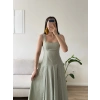 Pötikareli Midi Elbise - YEŞİL