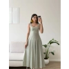 Pötikareli Midi Elbise - YEŞİL