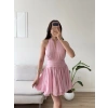 Premium Boyundan Bağlamalı Elbise - PEMBE