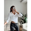 Sakallı Polo Yaka Crop - BEYAZ