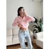 Sakallı Polo Yaka Crop - PEMBE