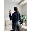 Sakallı Polo Yaka Crop - SİYAH