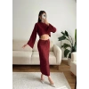 Salaş Crop & Etekli Takım - BORDO