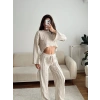 Salaş Crop & Pantolon Takım - BEJ