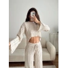 Salaş Crop & Pantolon Takım - BEJ