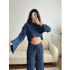 Salaş Crop & Pantolon Takım - LACİVERT